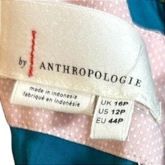 Anthropologie One‎ Shoulder Floral Maxi Dress Teal Ring Strap Petite 12P NWT - Picture 12 of 15